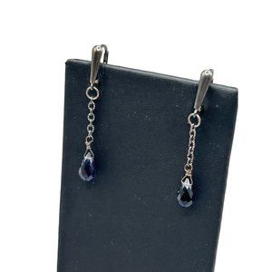 Sterling Silver Chain Dangles Earrings Sterling Silver Semi Precious Stone Drops